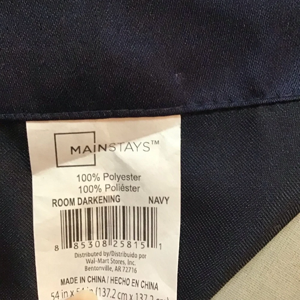 Mainstay room darkening navy curtain 1 piece curtain size 54” x 54 inches New